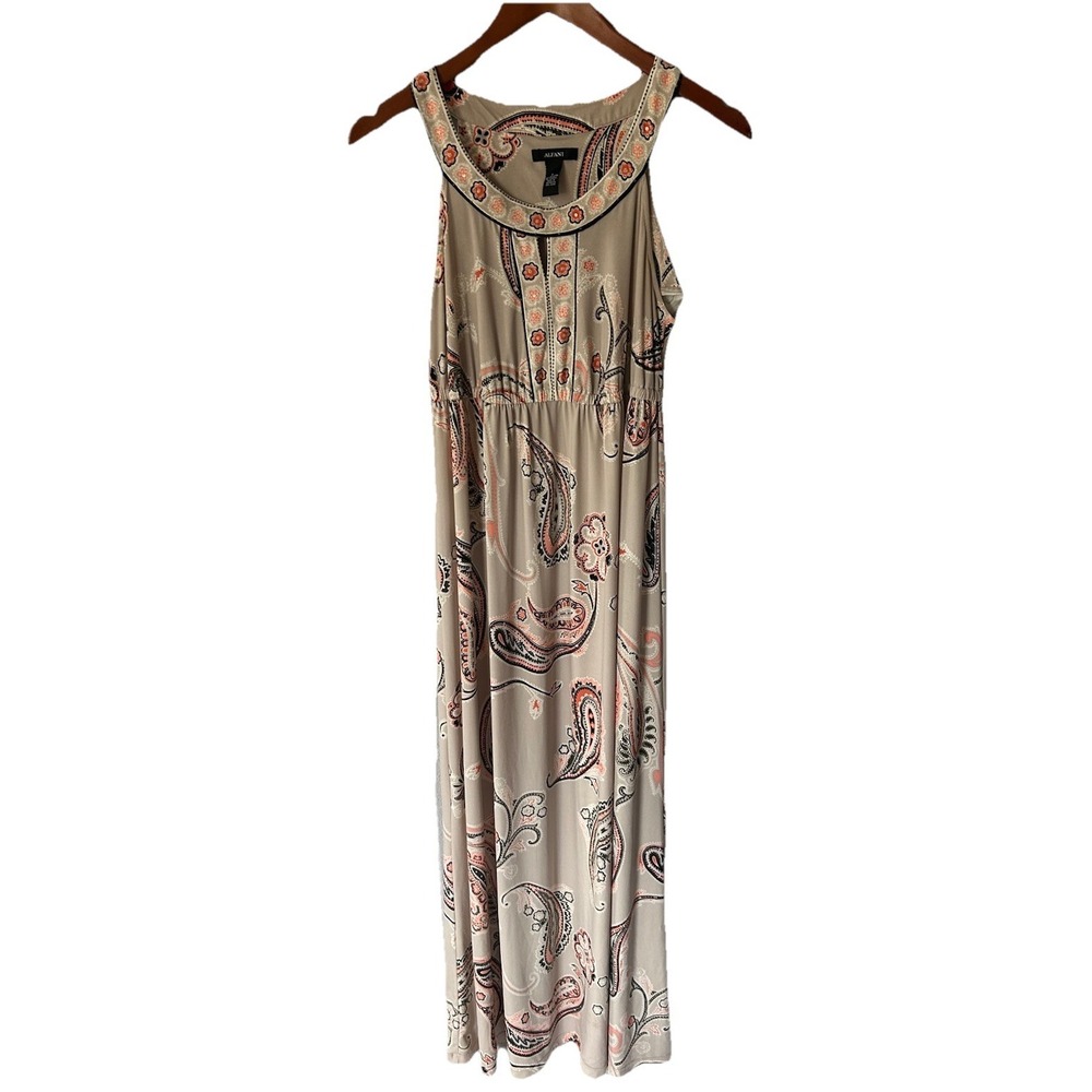 Women's Alfani 6 Sleeveless Paisley Maxi Dress Stretch Boho Chic Summer Vacation